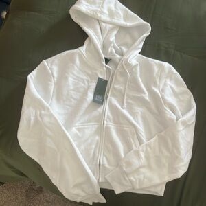 White crop hoodie